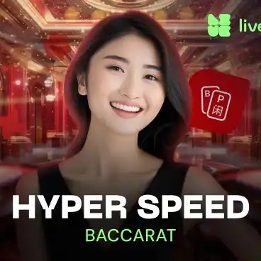 Hyper Speed Baccarat slot logo by Evolution at SpinsofGlory Casino