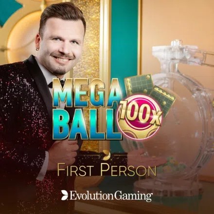 First Person Mega Ball game by Evolution – logo hosted on SpinsofGlory Casino