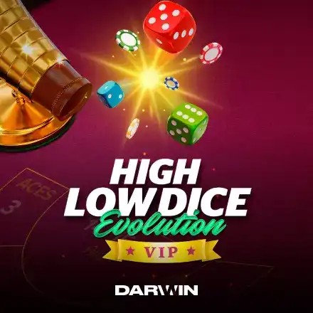 High Low Dice Evolution VIP logo – Table Games by Darwin Gaming at SpinsofGlory Casino